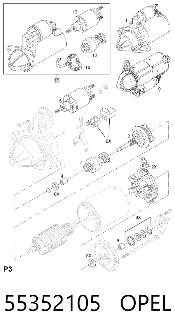 Rozrusznik 55352105 Opel