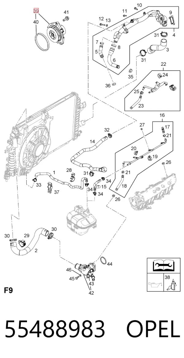Pompa chłodząca wodna 55488983 Opel