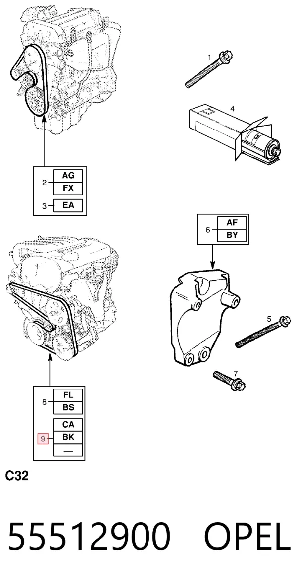 Pas napędowy mechanizmów 55512900 Opel