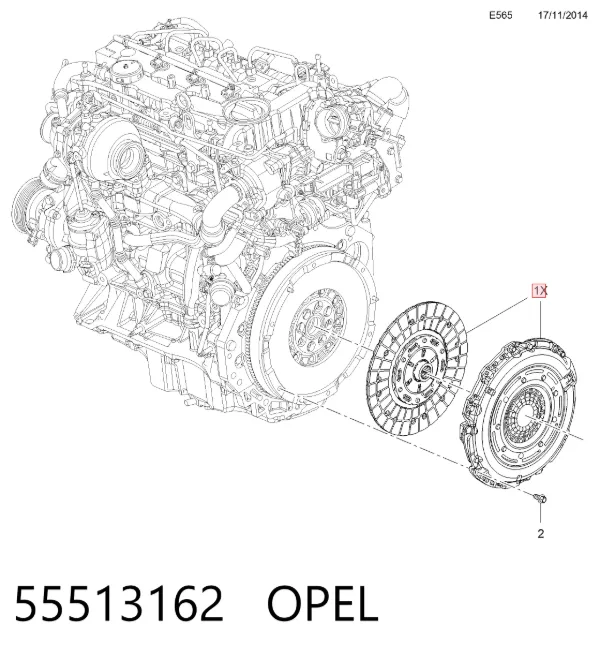 Zestaw sprzęgła (3 części) 55513162 Opel