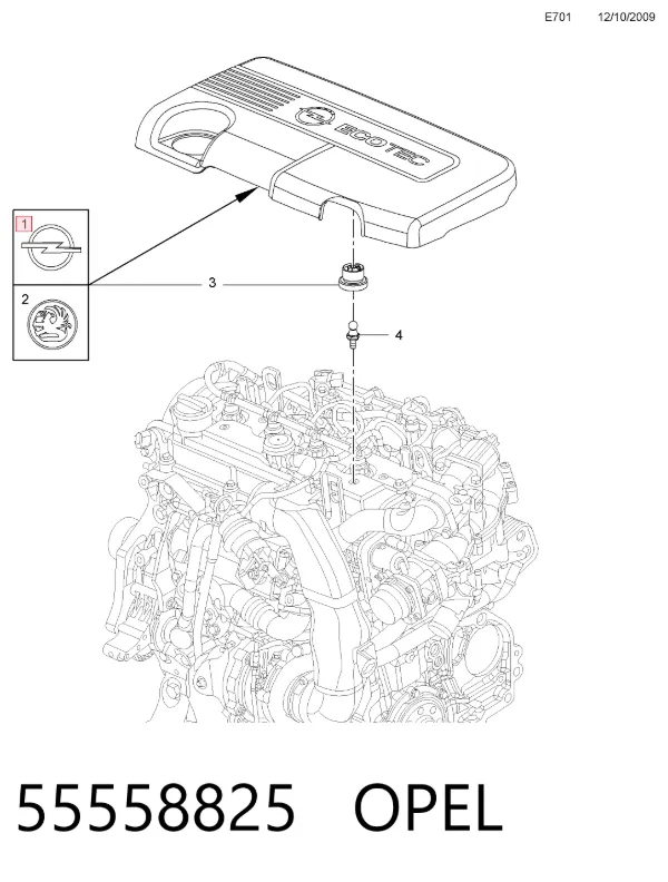Pokrywa silnika dekoracyjna 55558825 Opel