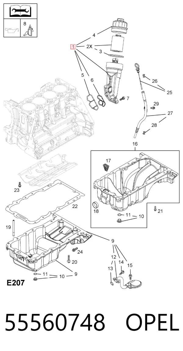 Obudowa filtra oleju 55560748 Opel