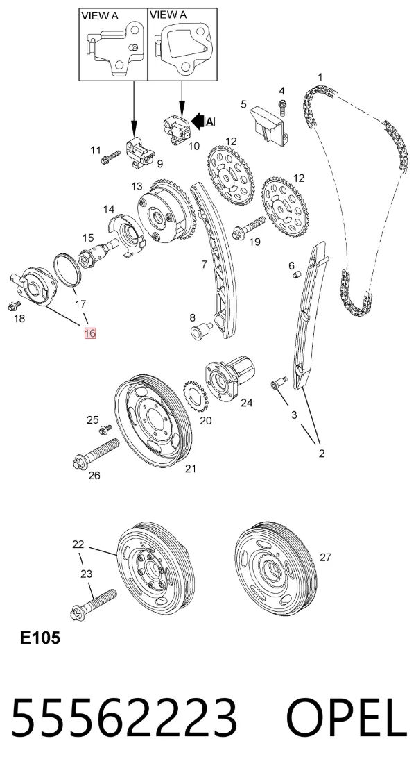 Zawór elektromagnetyczny faz rozrządu 55562223 Opel