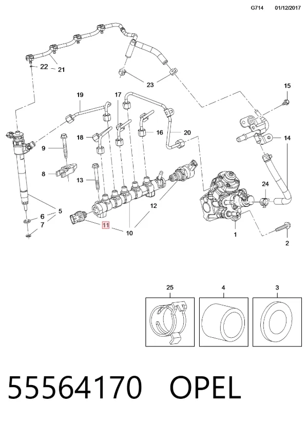 Regulator ciśnienia paliwa w listwie paliwowej Opel Combo B