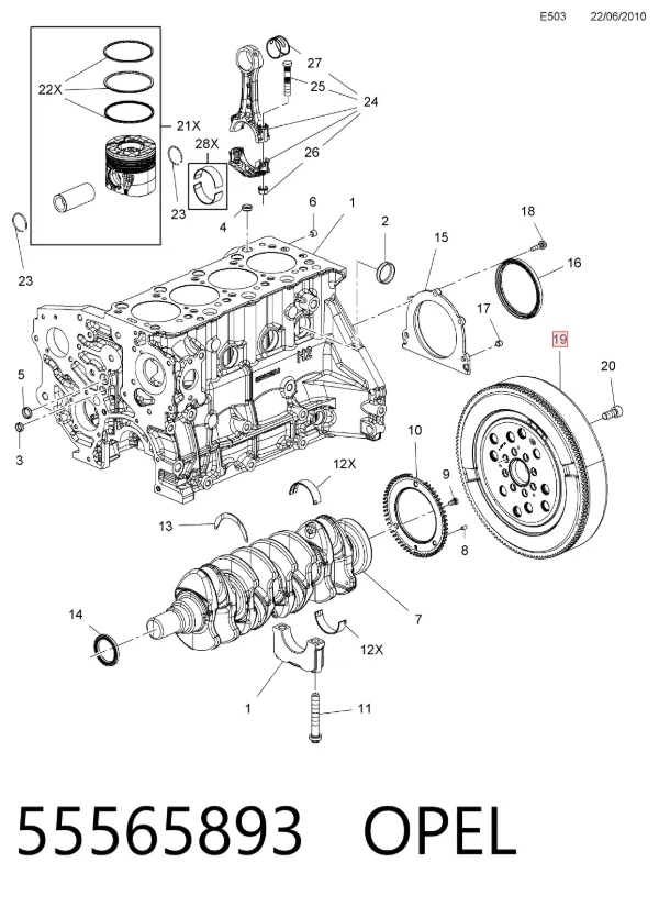 Koło zamachowe silnika 55565893 Opel