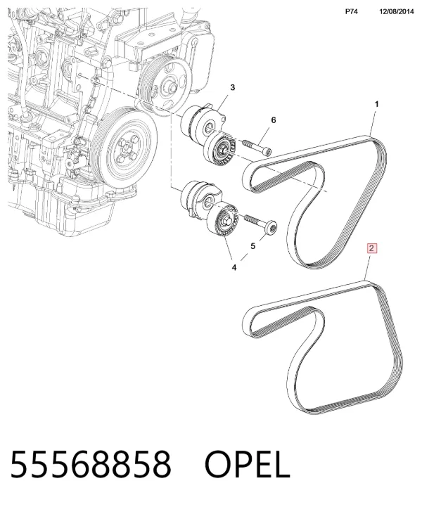 Pas napędowy mechanizmów 55568858 Opel