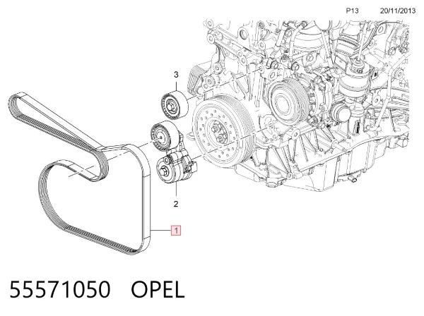 Pas napędowy mechanizmów 55571050 Opel