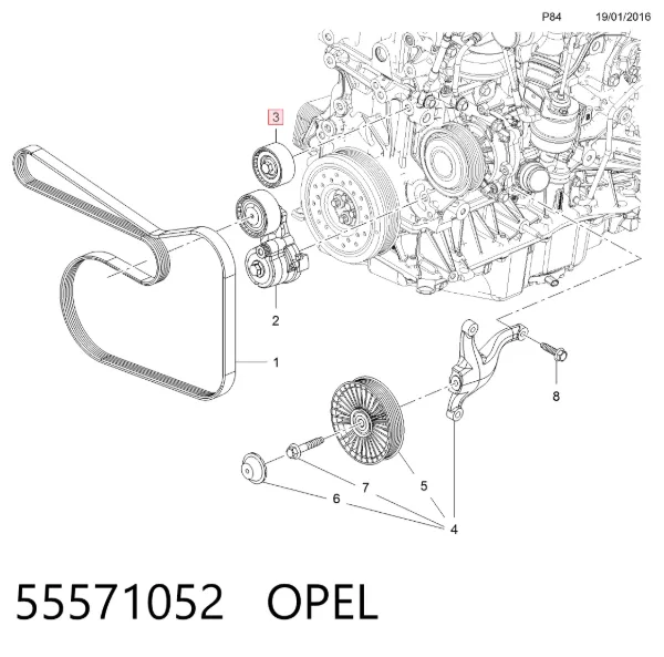 Rolka prowadząca, kierunkowa paska napędowego 55571052 Opel