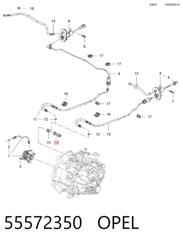 Trójnik przewodu sprzęgła 55572350 Opel