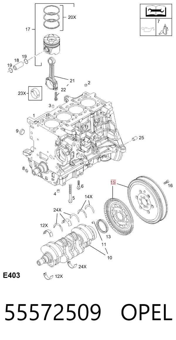 Koło zamachowe silnika 55572509 Opel