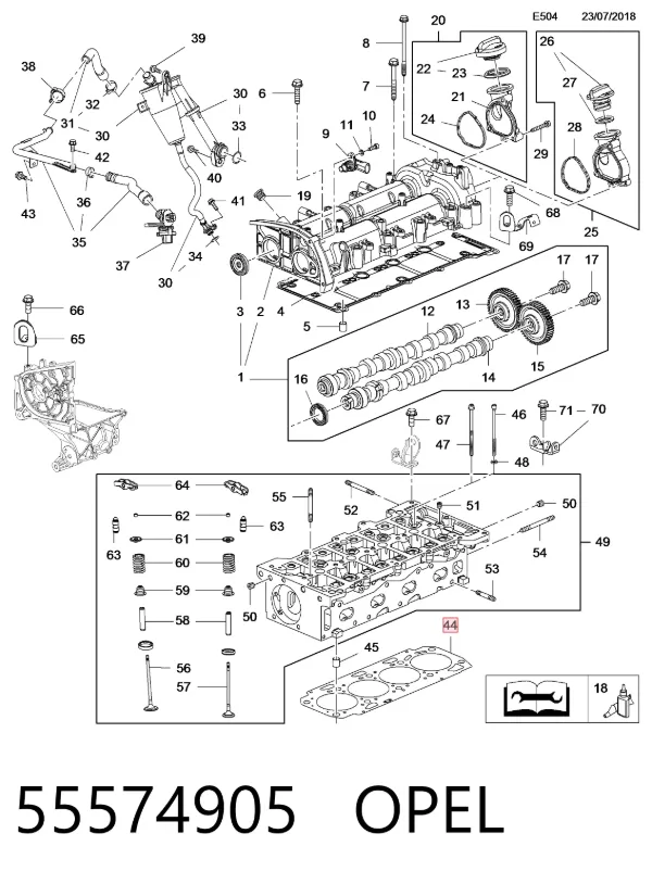 Uszczelka głowicy cylindrów 55574905 Opel