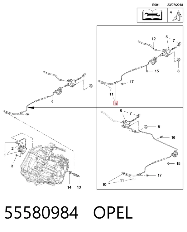 Przewód sprzęgła 55580984 Opel