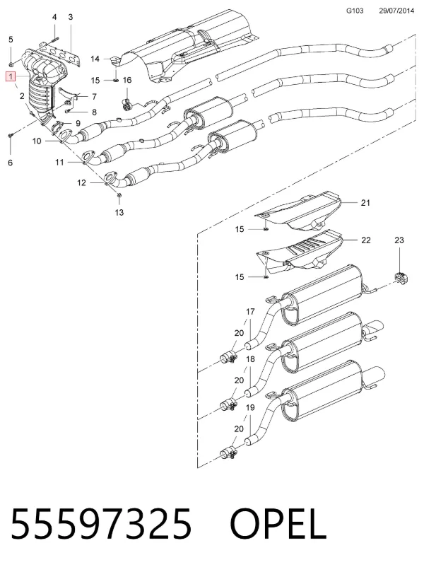 Kolektor wydechowy 55597325 Opel