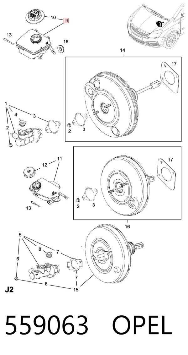 Zbiorniczek głównego cylindra hamulcowego (płynu hamulcowego) Opel Zafira B