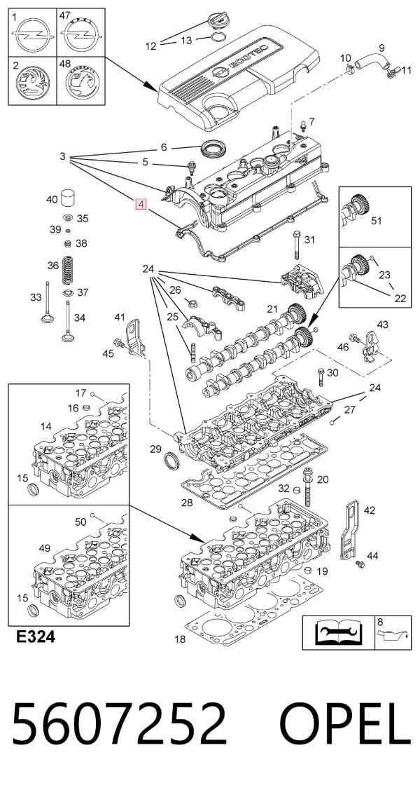 Uszczelka pokrywy zaworowej silnika 5607252 Opel