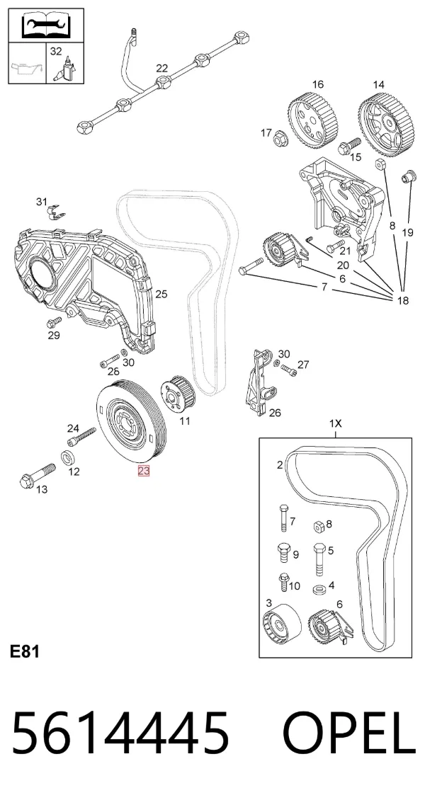 Koło pasowe wału korbowego 5614445 Opel