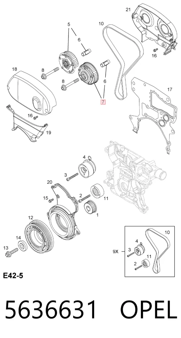 Koło zębate walcowe wałka rozrządu wydechowego 5636631 Opel