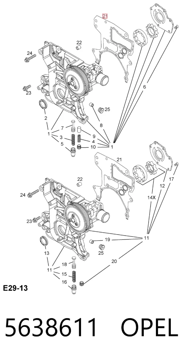 Uszczelka pokrywy przedniej silnika 5638611 Opel