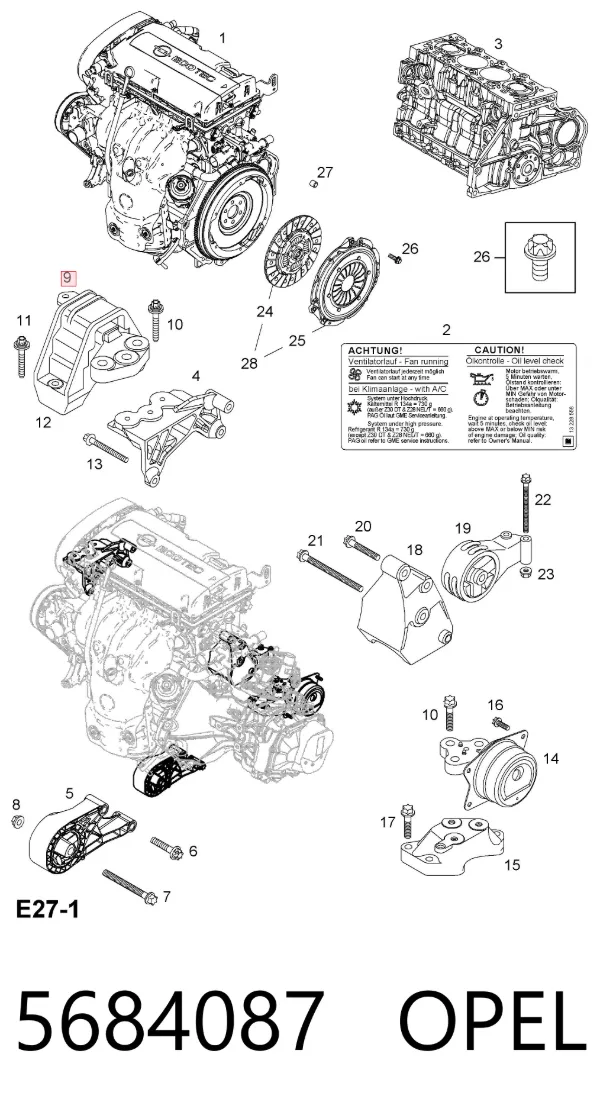 Poduszka (podpora) silnika prawa 5684087 Opel