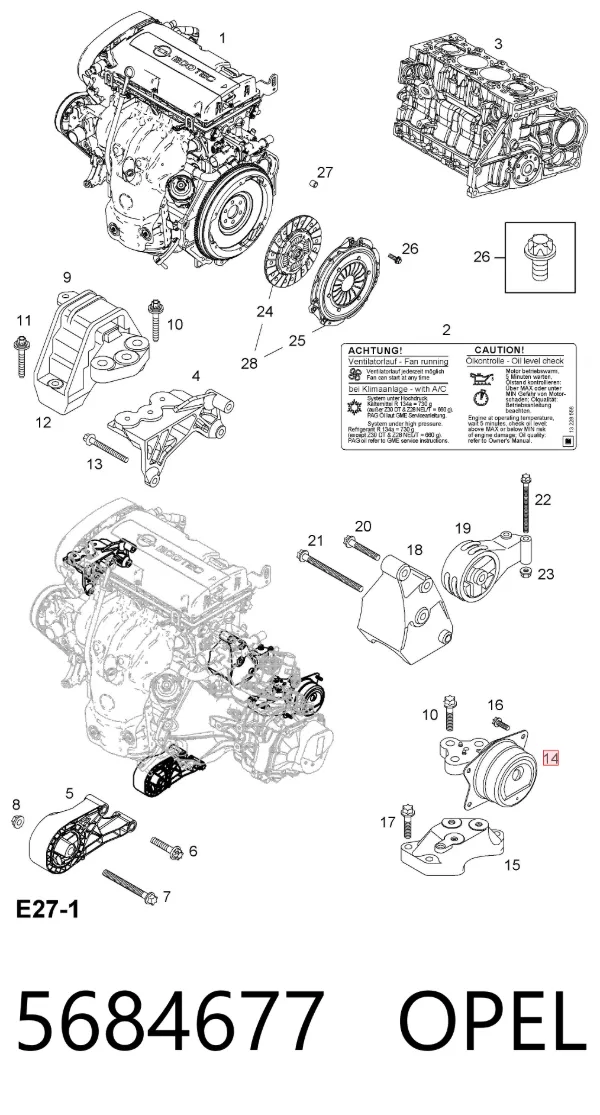 Poduszka (podpora) silnika lewa 5684677 Opel