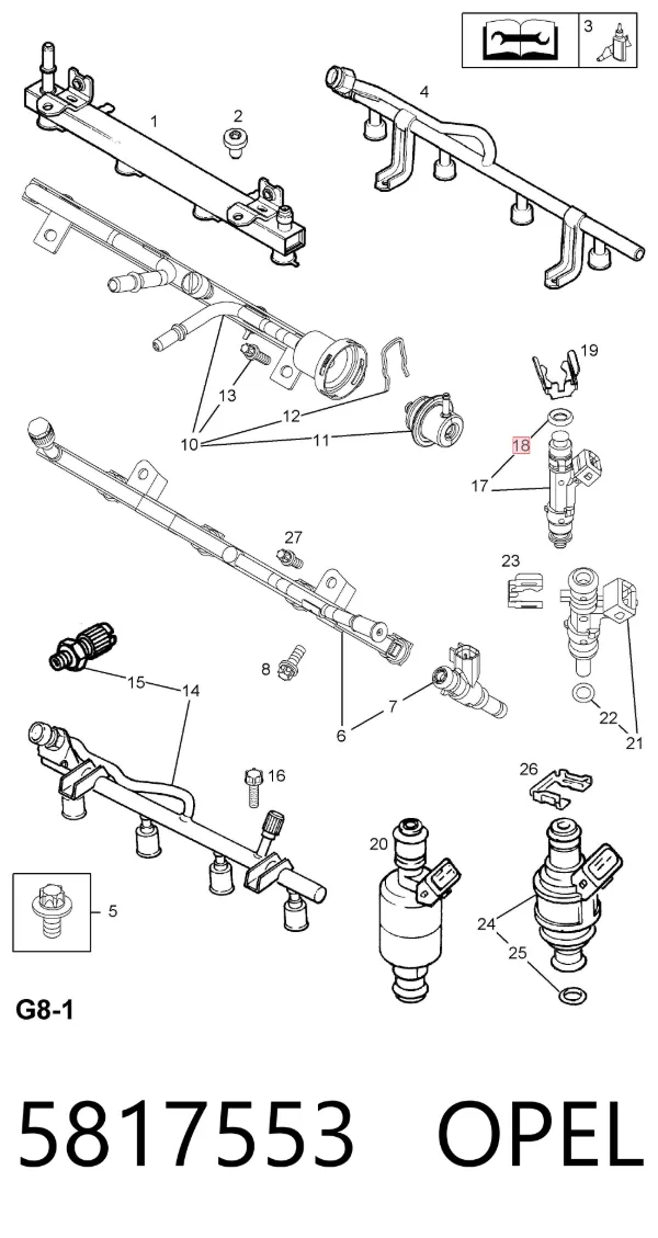 Pierścień uszczelniający wtryskiwacza 5817553 Opel