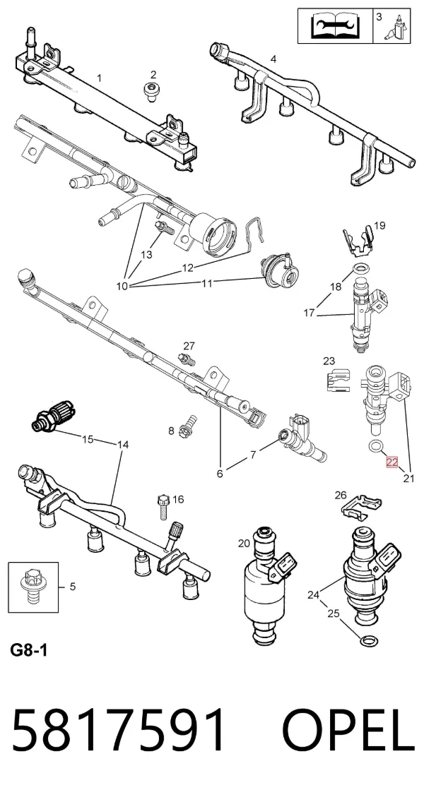 Zestaw naprawczy wtryskiwacza 5817591 Opel