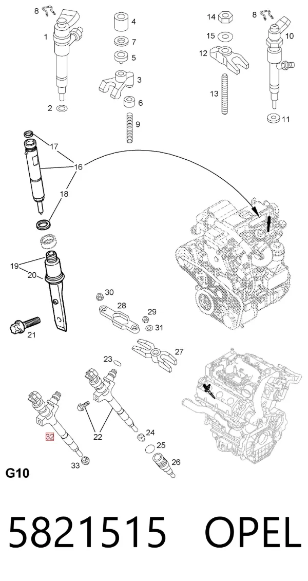 Wtryskiwacz paliwa 5821515 Opel