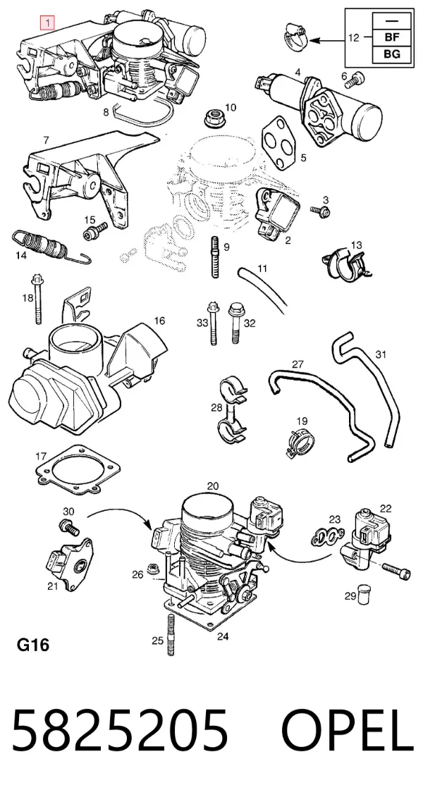Przepustnica, komplet 90541379 General Motors