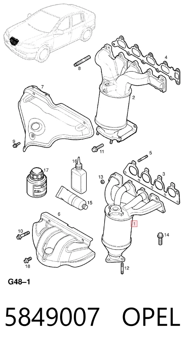 Konwerter-katalizator 5849007 Opel
