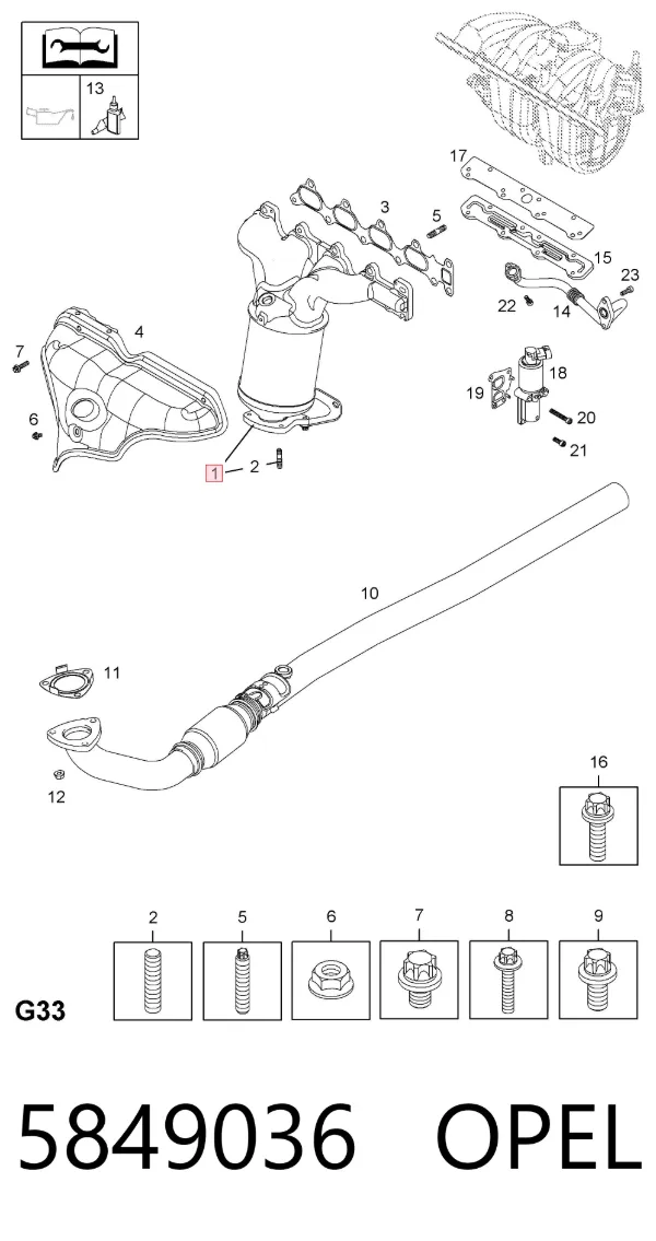 Kolektor wydechowy 5849036 Opel