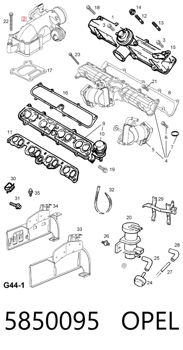 Przepustnica, komplet 5850095 Opel