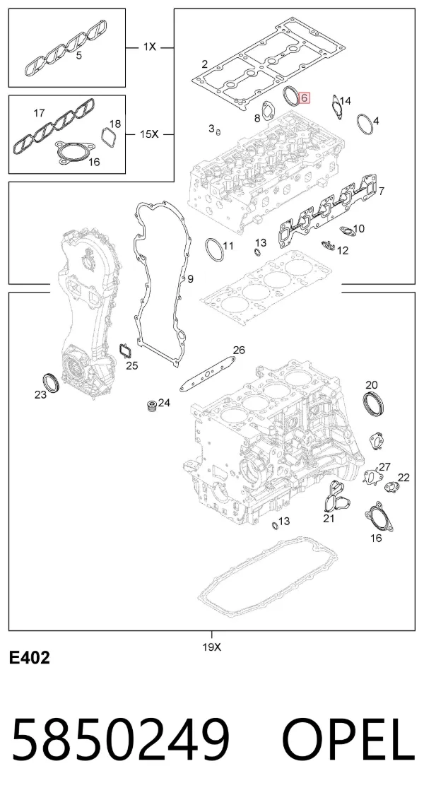 Uszczelka przepustnicy 5850249 Opel