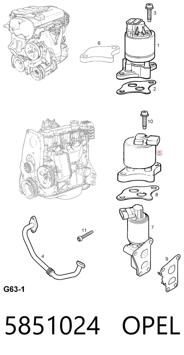 Zawór recyrkulacji spalin EGR 5851024 Opel