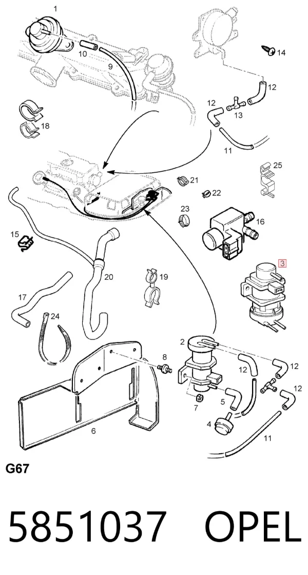 Zawór elektromagnetyczny regulacji klapy EGR 5851037 Opel