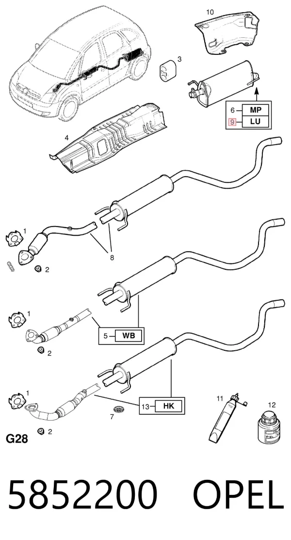 Tłumik, tylna część 5852200 Opel