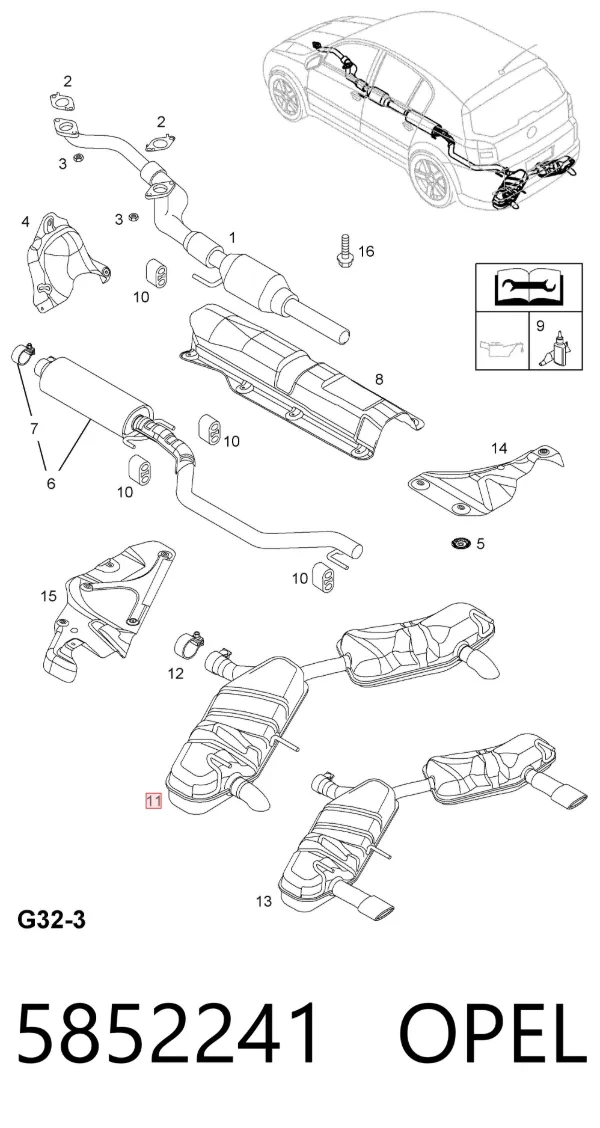 Tłumik, tylna część 5852241 Opel