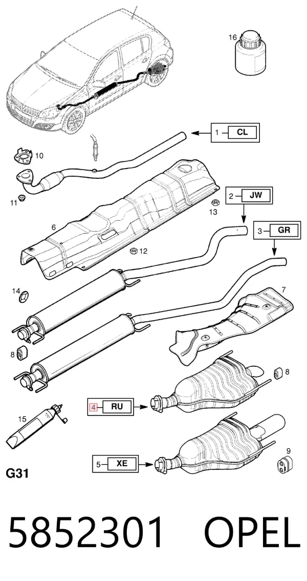Tłumik, tylna część 5852301 Opel
