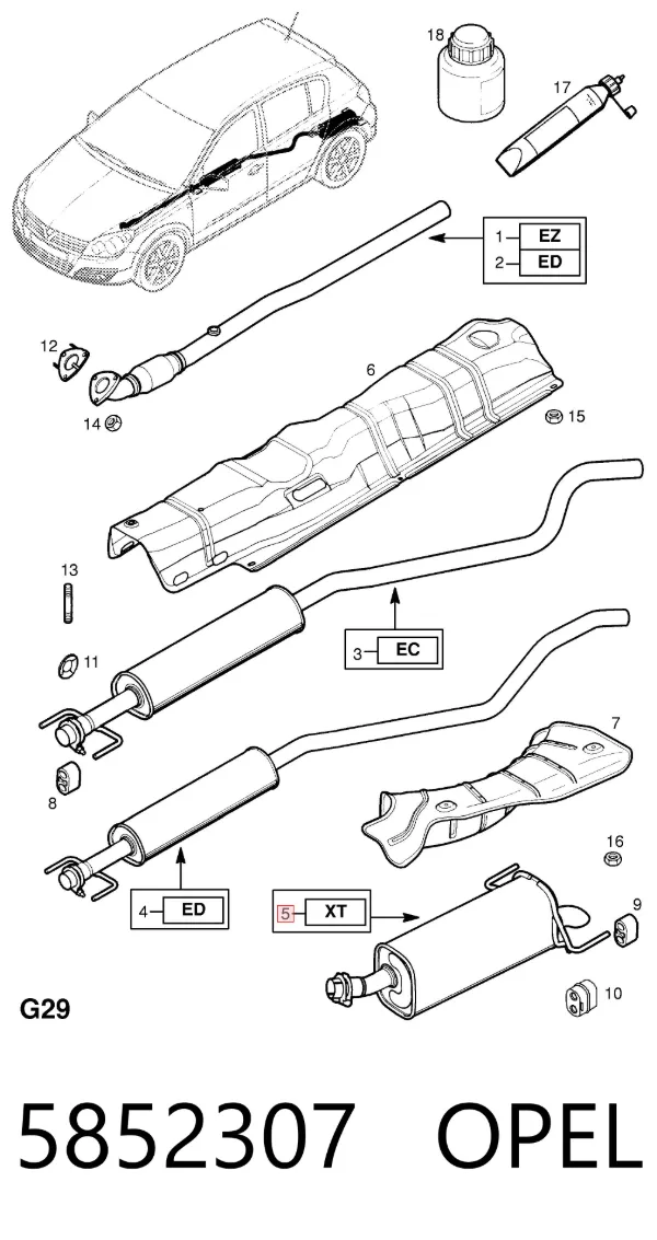 Tłumik, tylna część 5852307 Opel