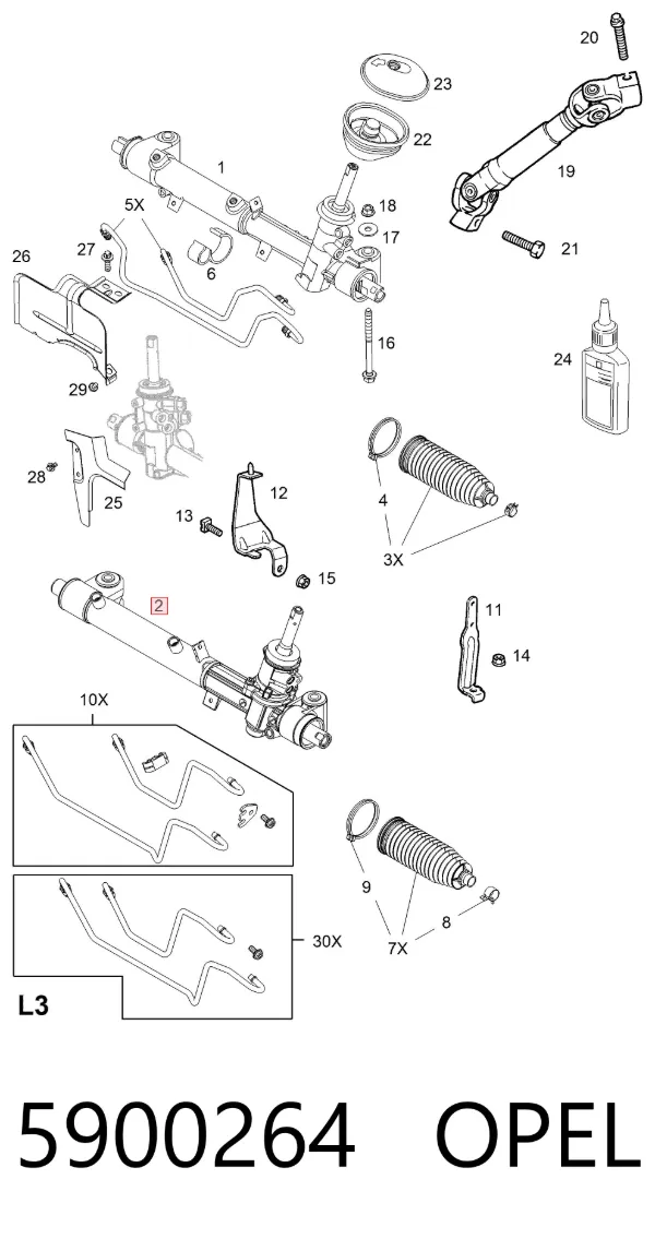 Listwa kierownicza (maglownica) 5900264 Opel