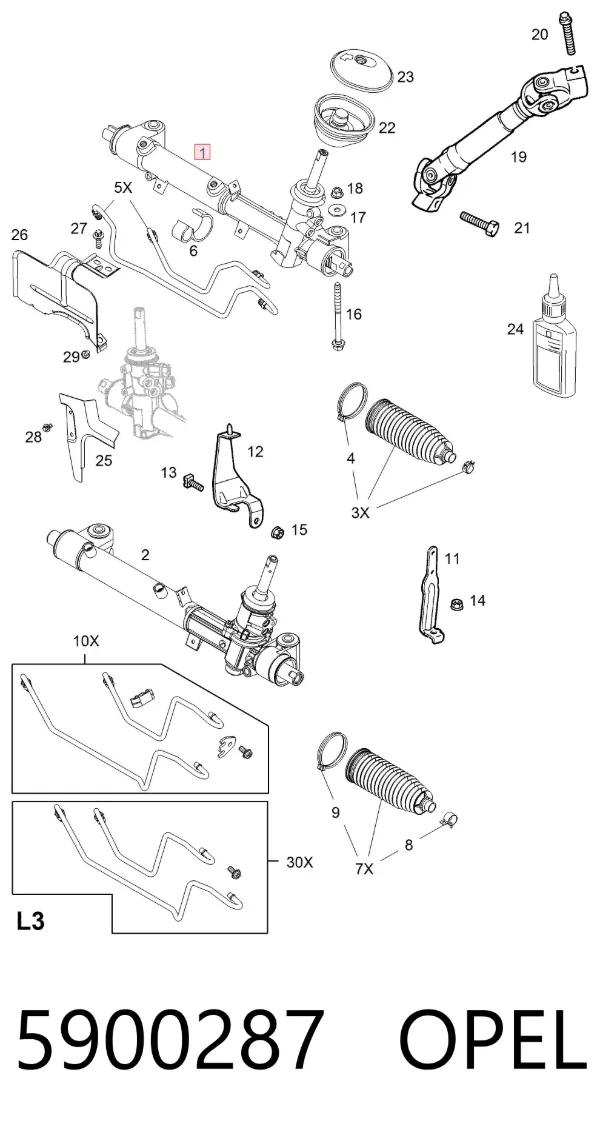 Listwa kierownicza (maglownica) 5900287 Opel