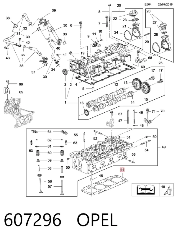 Uszczelka głowicy cylindrów 607296 Opel
