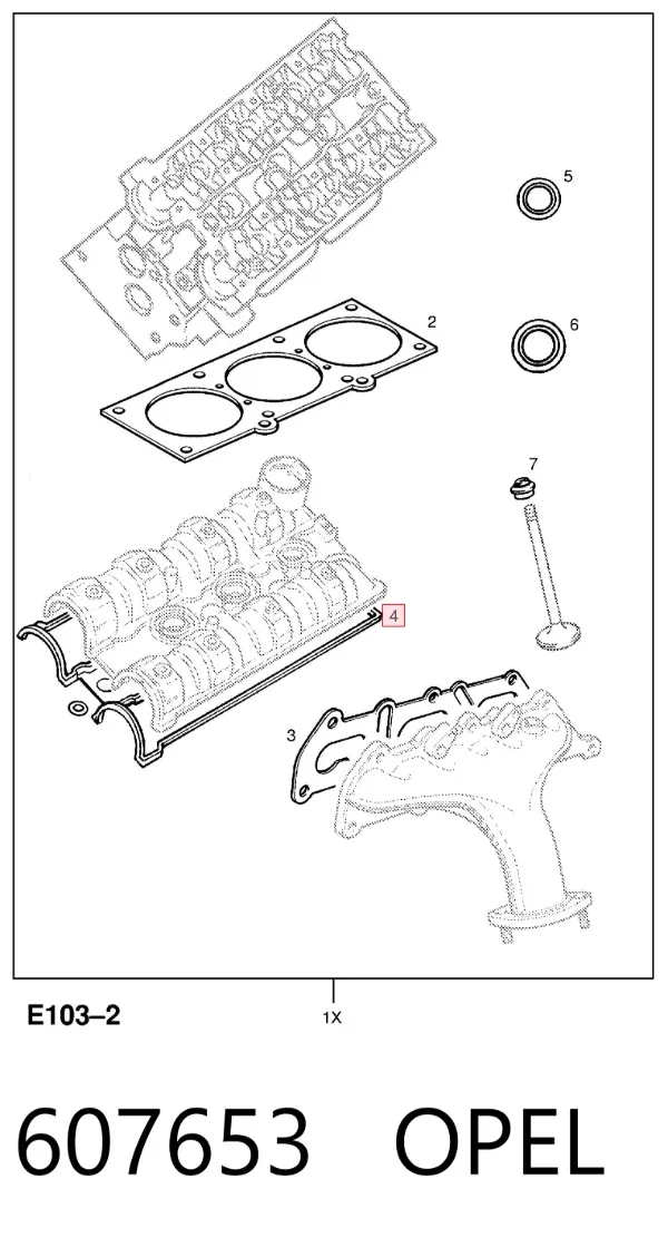 Uszczelka pokrywy zaworowej silnika 607653 Opel