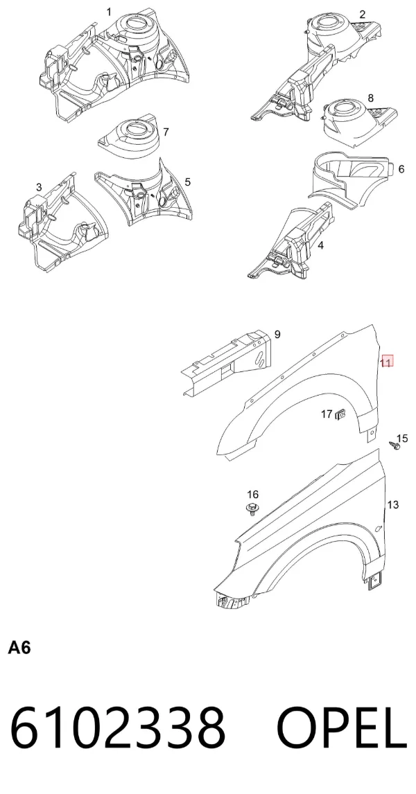 Błotnik przedni prawy Opel Signum 