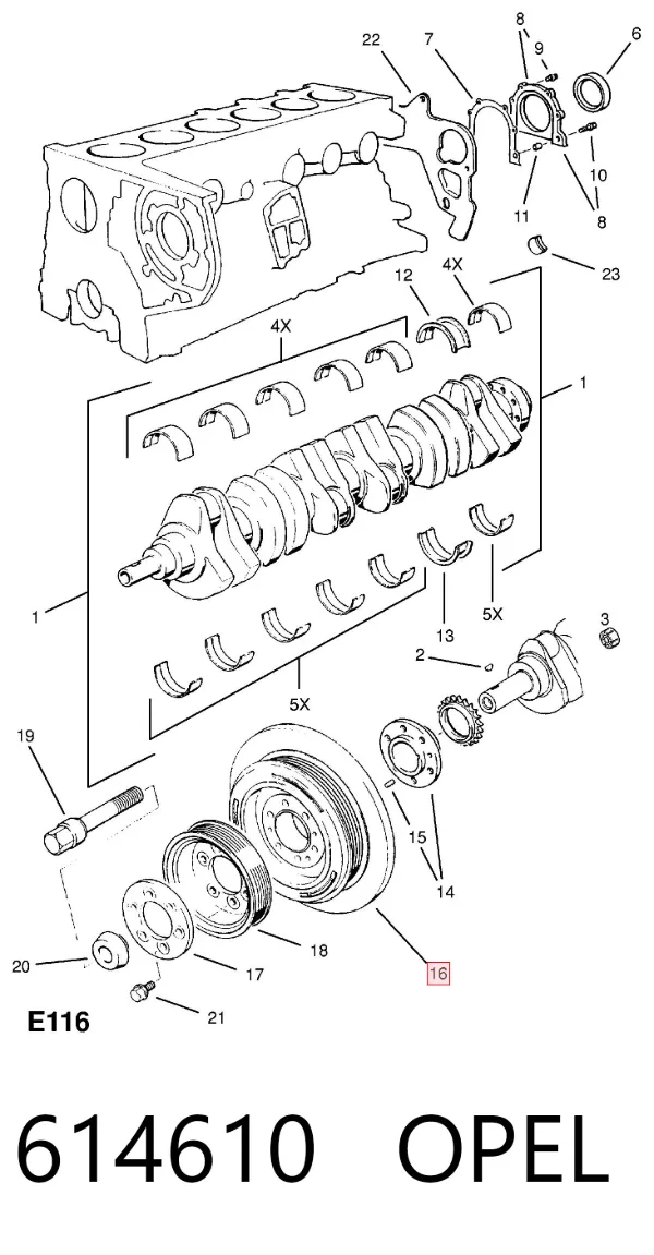 Koło pasowe wału korbowego 614610 Opel