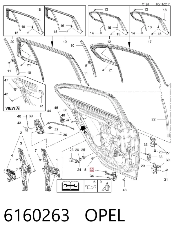 Ogranicznik drzwi tylny 6160263 Opel