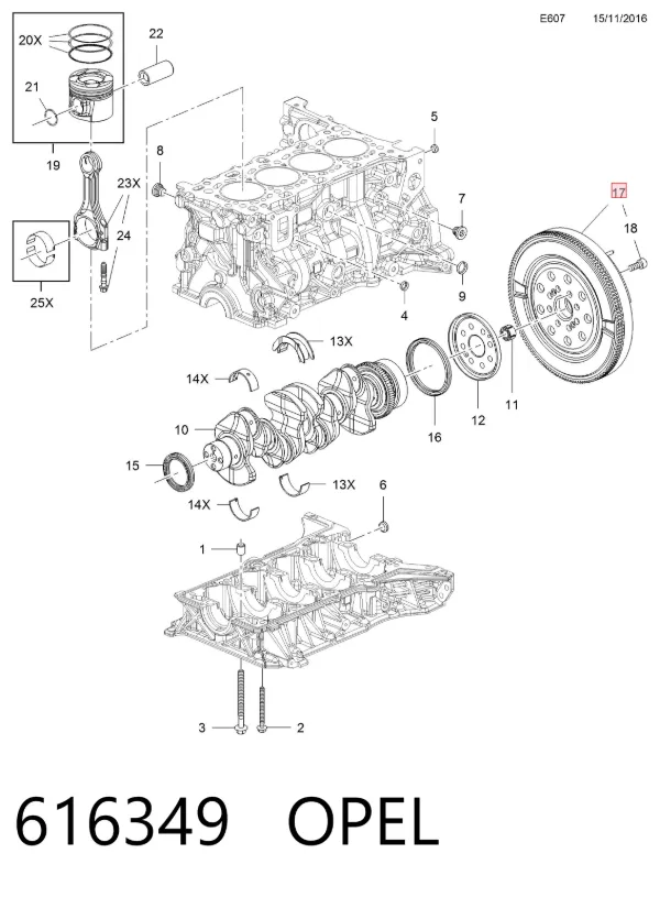 Koło zamachowe silnika 616349 Opel