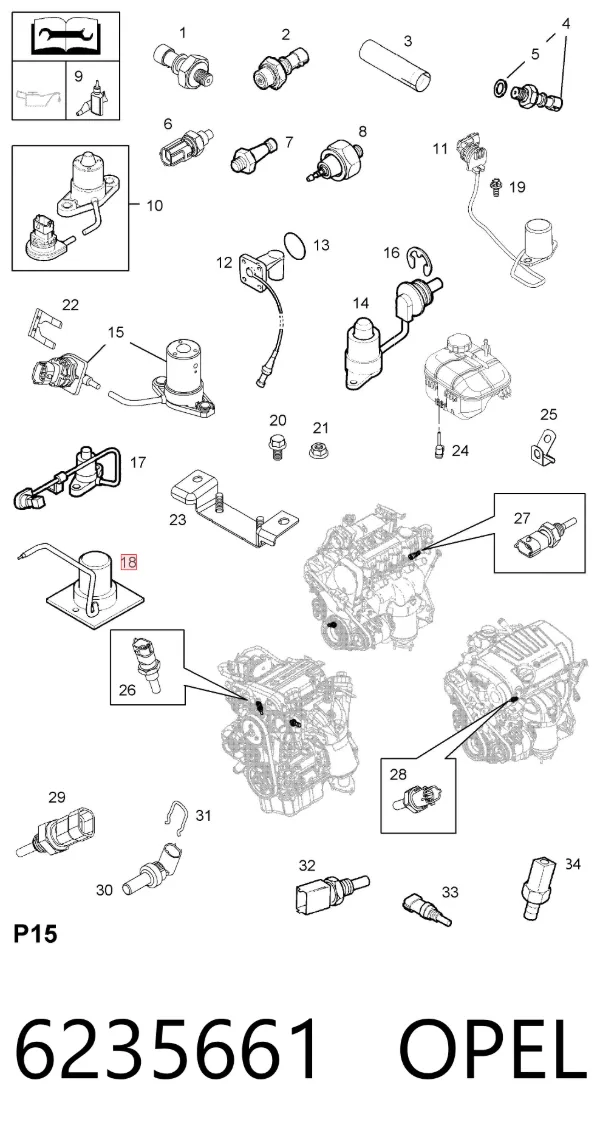 Czujnik poziomu oleju silnikowego 6235661 Opel