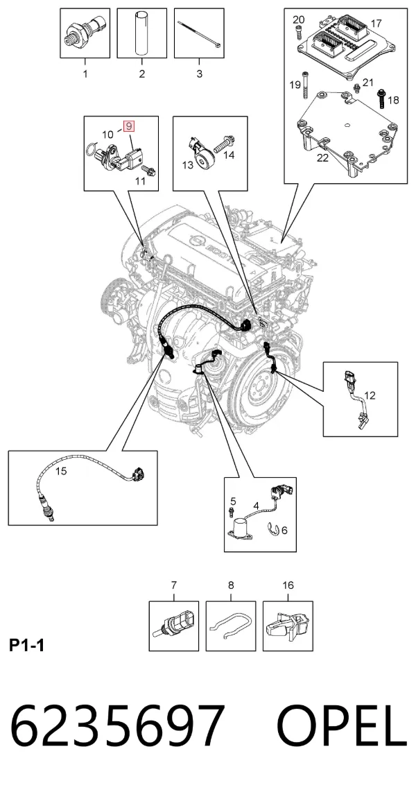 Czujnik położenia wałka rozrządu 6235697 Opel