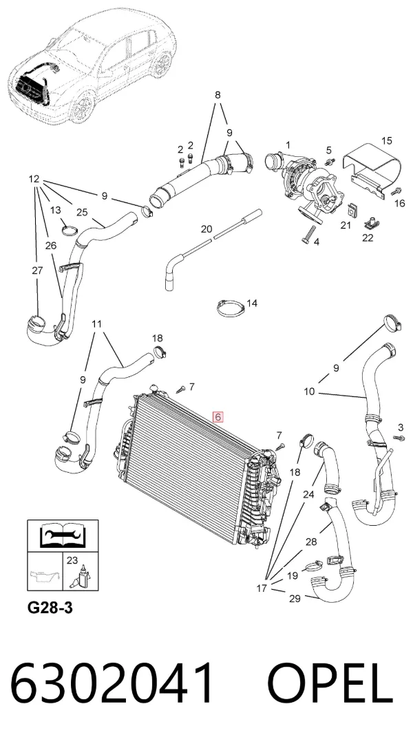 Chłodnica intercoolera 6302041 Opel