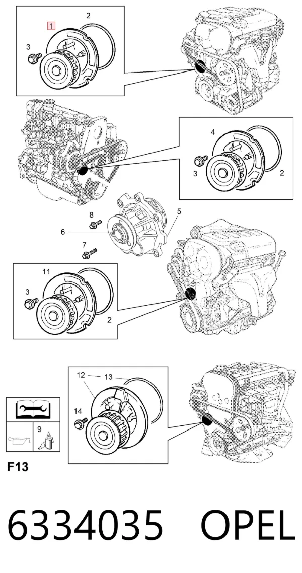 Pompa chłodząca wodna 6334035 Opel